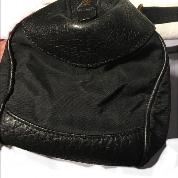 Prada Vitello Trimmed Tessuto Bowler Bag Satchel Shoulder Handbag - Picture 10 of 16